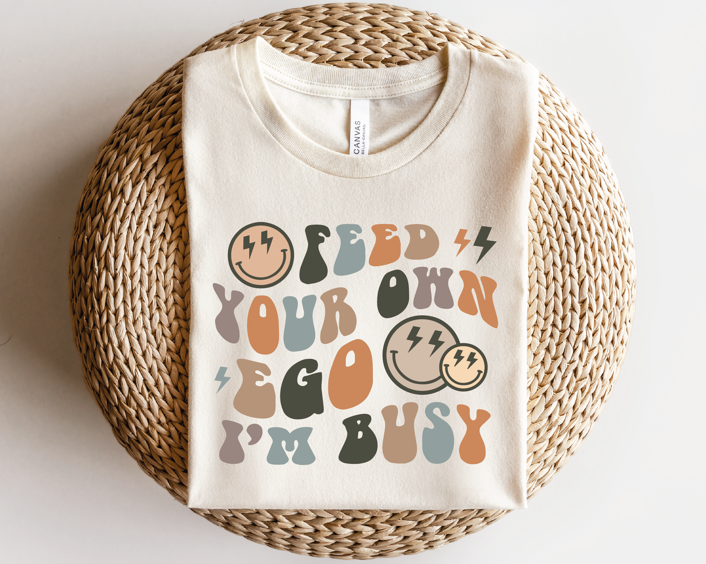 Feed Your Own Ego I'm Busy SVG PNG | Smile Face Sublimation | Sarcastic | Retro Vintage T shirt Design