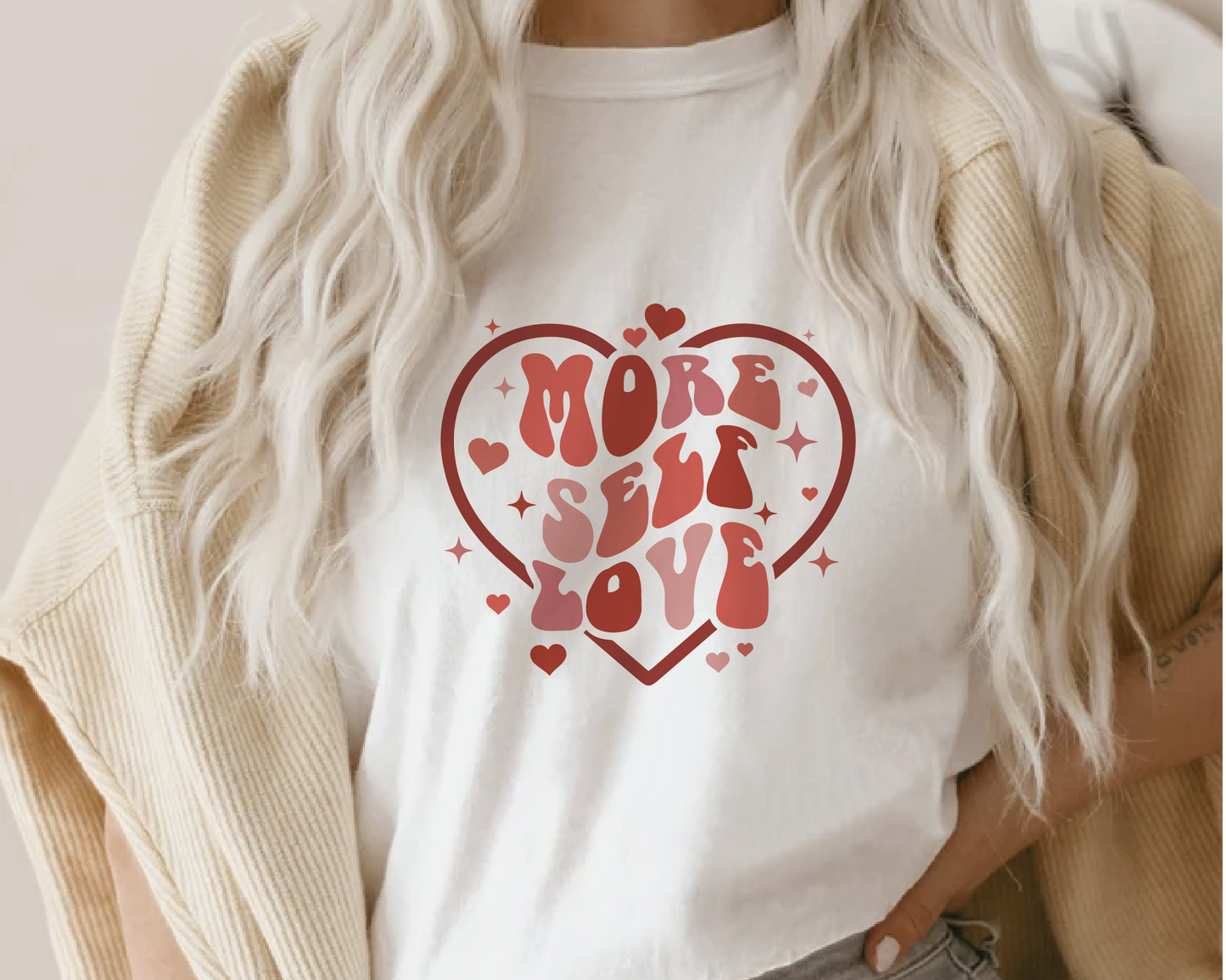 More Self Love SVG PNG | Woman Power Sublimation | Inspirational | Retro Vintage T shirt Design