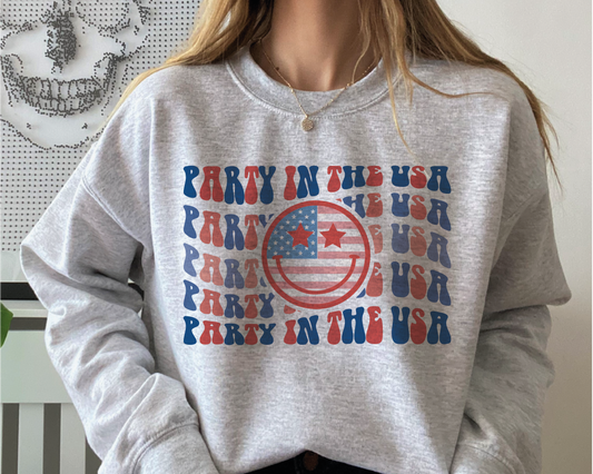 Party in the USA SVG PNG | American Smile Face Sublimation | Fourth of July | Retro Vintage T shirt Design