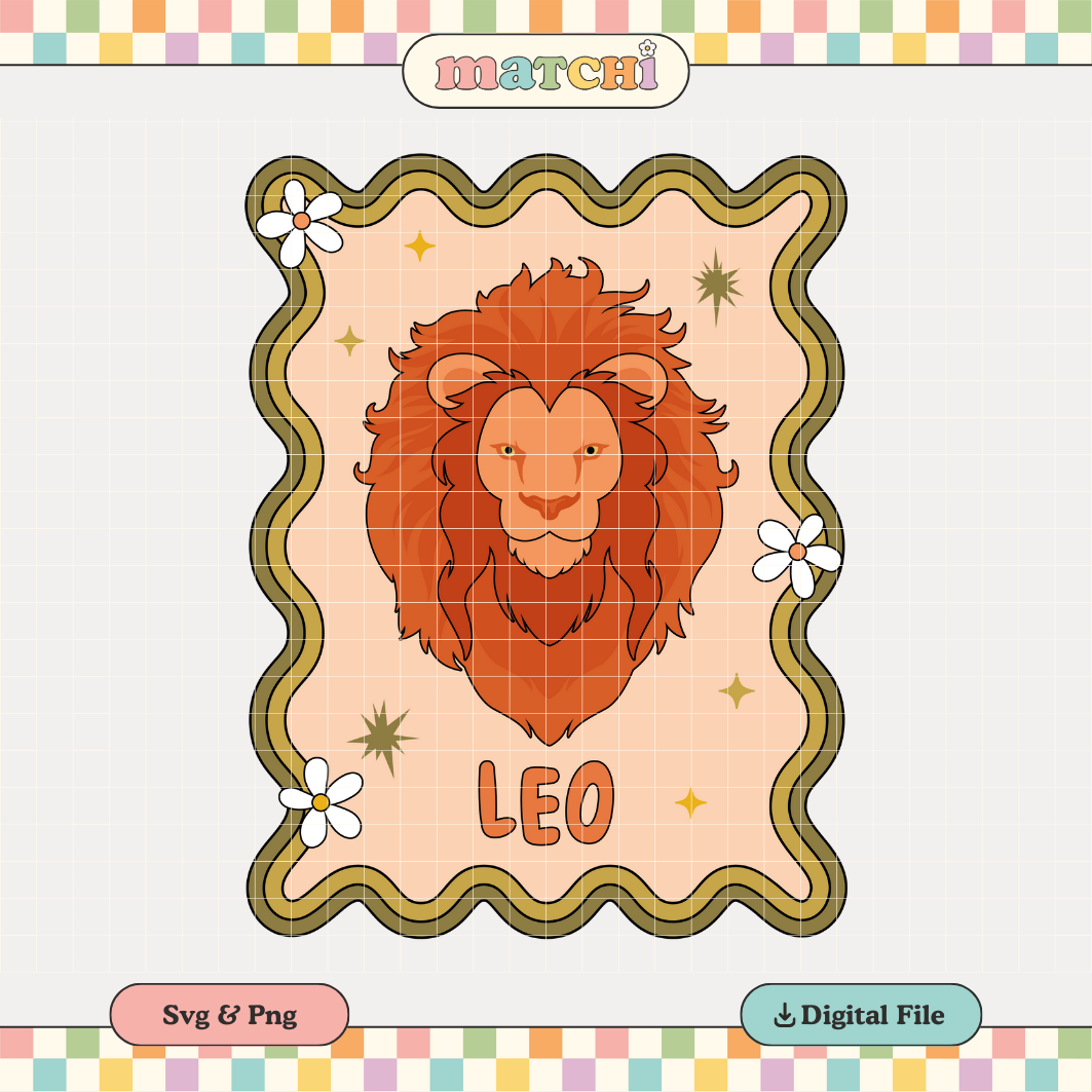 Leo Decal PNG SVG | Zodiac Leo Girl Sublimation | Retro Groovy Tshirt Design