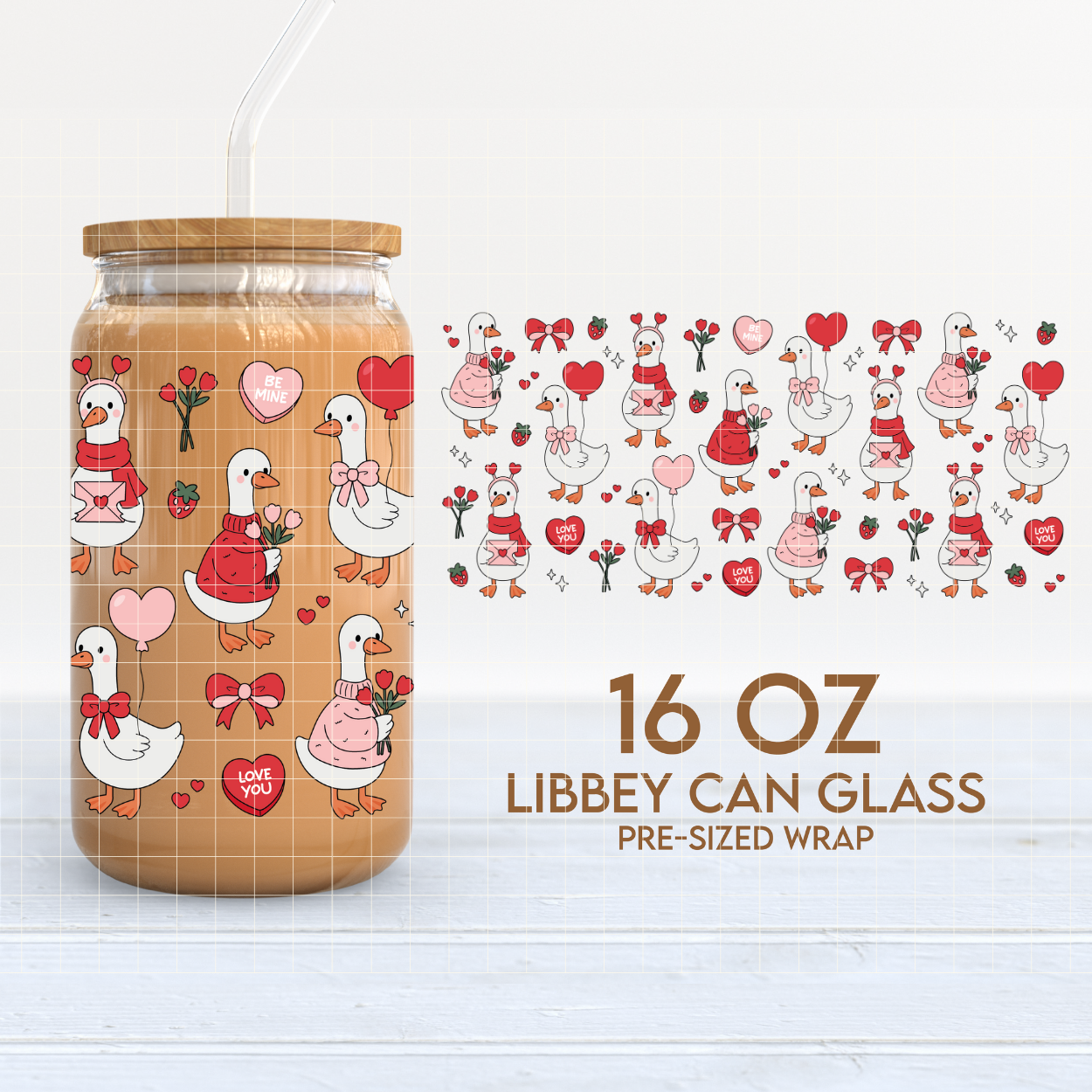 Love Goose | Valentine's 16oz Cup Wrap PNG SVG