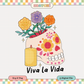 Viva La Vida PNG SVG | Calavera & Marigolds Sublimation | Dia de Muertos Tshirt Design