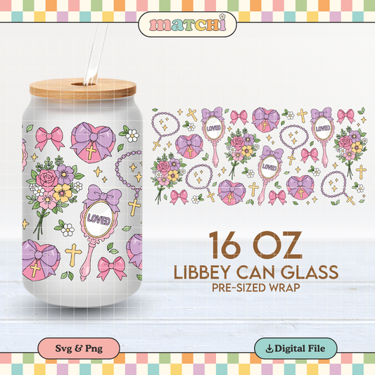 Loved & Blessed | Jesus Girlie 16oz Cup Wrap PNG SVG