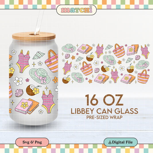 Summer Book Club 16oz Cup Wrap PNG SVG