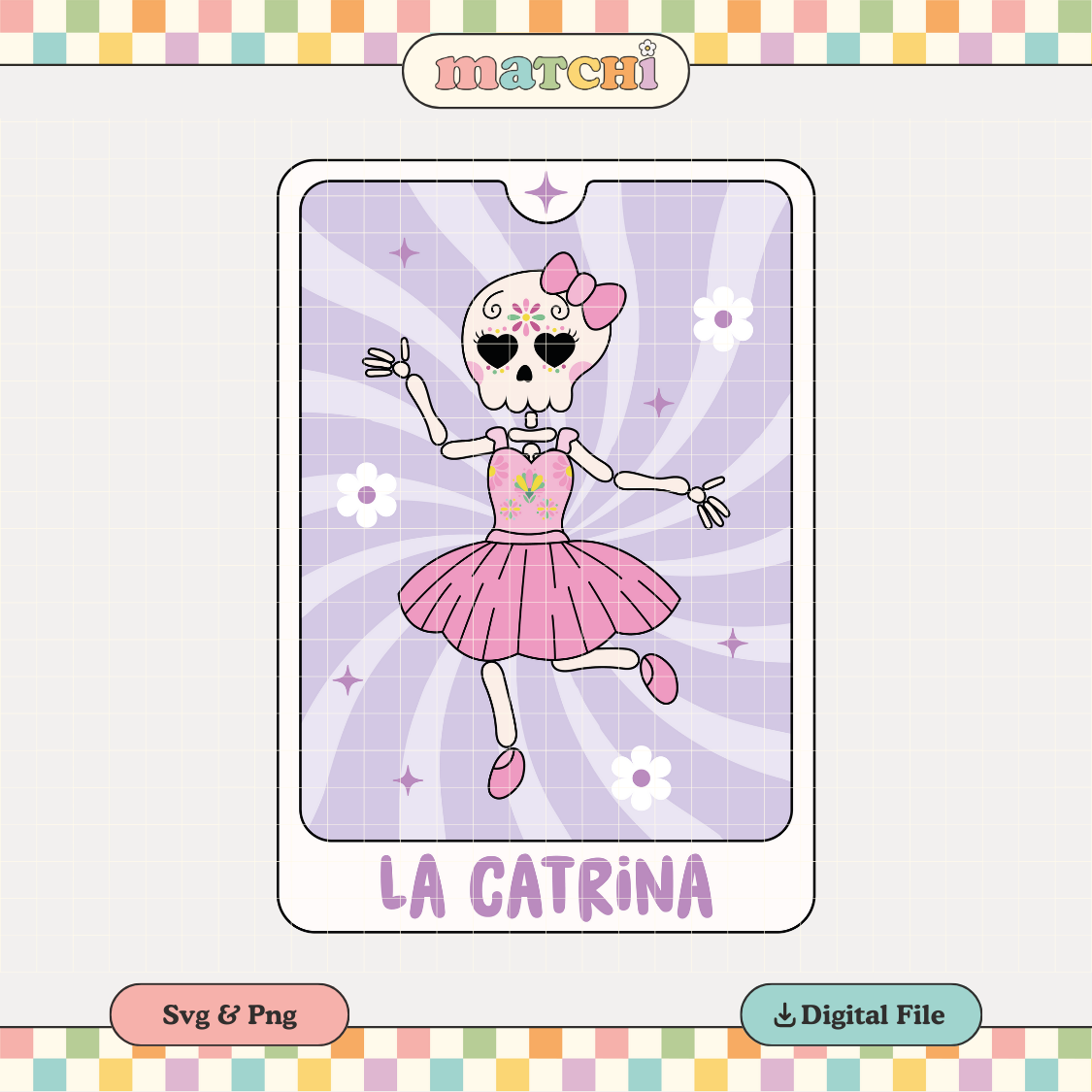 La Catrina Tarot Card PNG SVG | Loteria Espooky Sublimation | Spanish Tshirt Design