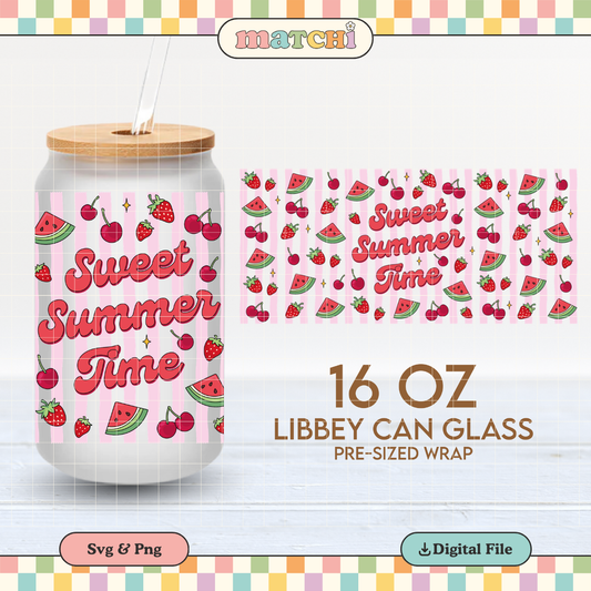 Sweet Summer Time 16oz Cup Wrap PNG SVG