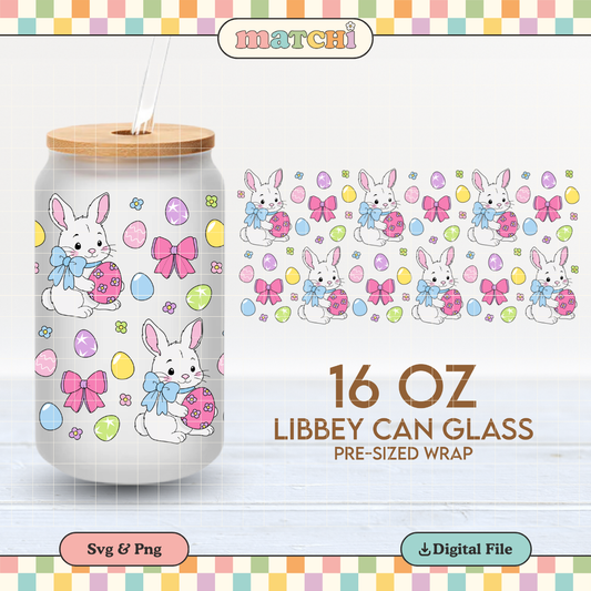 Bunnies, Eggs & Bows | Easter 16oz Cup Wrap PNG SVG