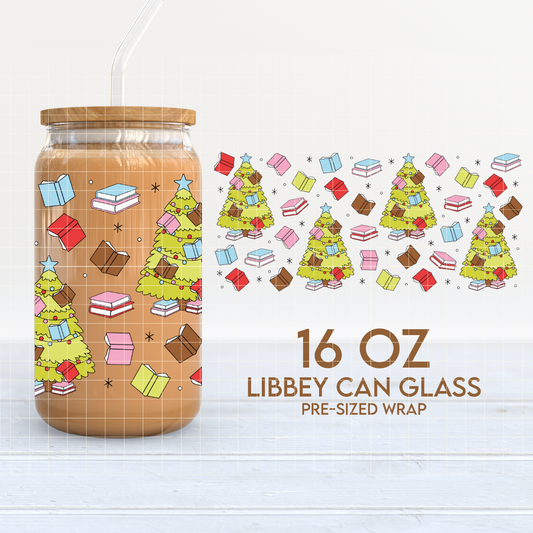 Bookmas Tree | Bookish Xmas 16oz Cup Wrap PNG SVG