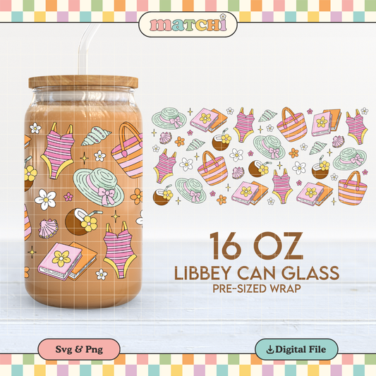 Summer Book Club 16oz Cup Wrap PNG SVG