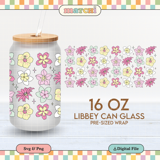 Summer Flowers 16oz Cup Wrap PNG SVG