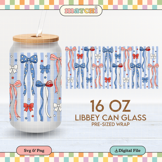 American Bows | 4th of July 16oz Cup Wrap PNG SVG