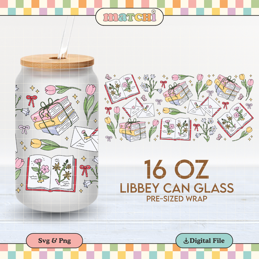 Spring Reads | Soft Spring 16oz Cup Wrap PNG SVG