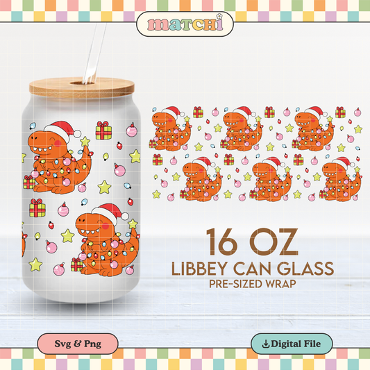 Tree Rex | Funny Christmas 16oz Cup Wrap PNG SVG