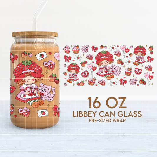 Strawberry in Love | Valentine's Day 16oz Cup Wrap PNG SVG