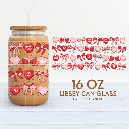 Hearts & Bows | Valentine's 16oz Cup Wrap PNG SVG
