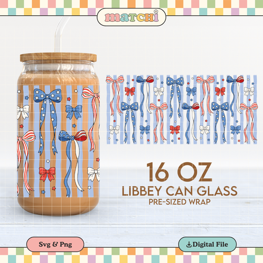 American Bows | 4th of July 16oz Cup Wrap PNG SVG