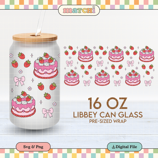 Strawberry Cake | Positivity 16oz Cup Wrap PNG SVG