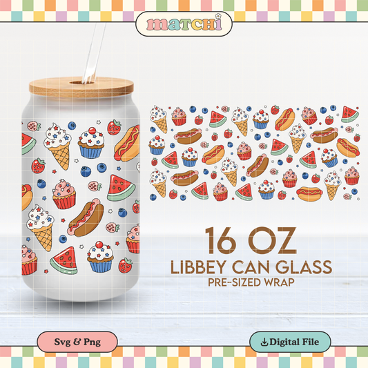 Patriotic Sweets | 4th of July 16oz Cup Wrap PNG SVG