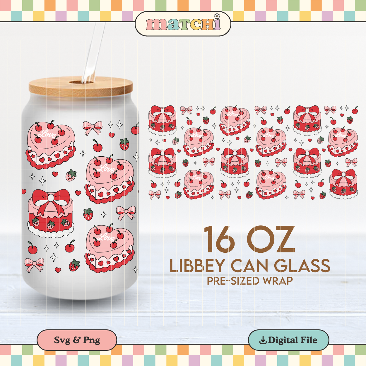Love Cakes | Valentine's 16oz Cup Wrap PNG SVG
