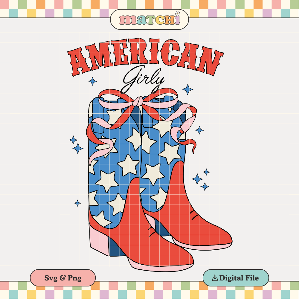 American Girly SVG PNG | Coquette 4th July Sublimation | Cowgirl T shirt Design