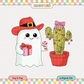 Christmas Cowboy Ghost & Cactus PNG SVG | Howdy Xmas Sublimation | Tshirt Design