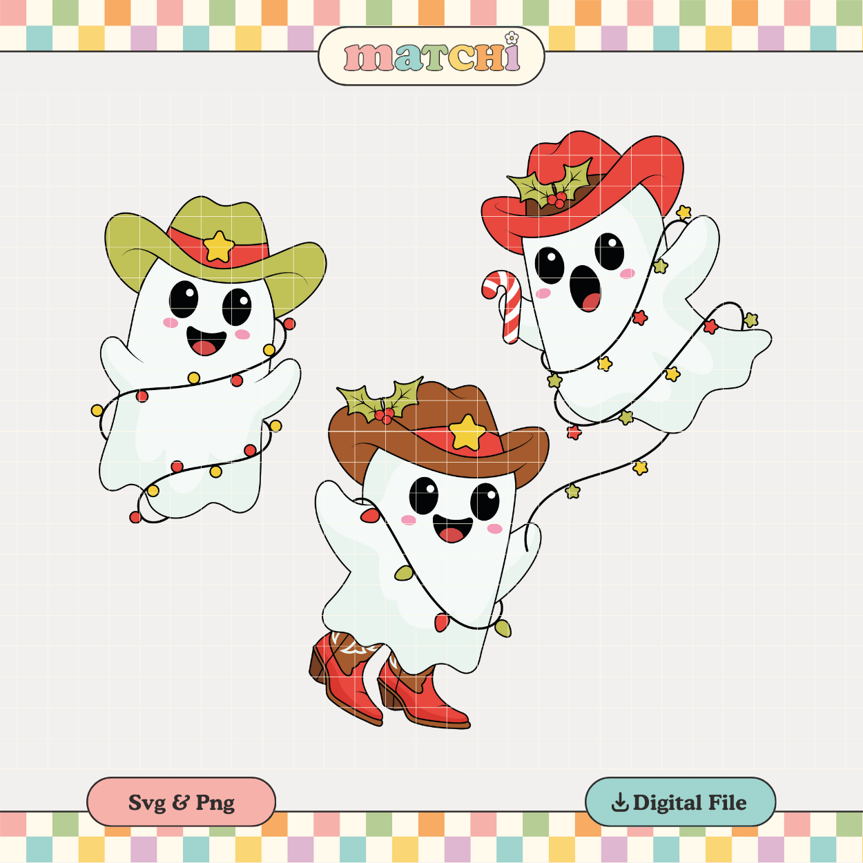 Christmas Cowboy Ghosts PNG SVG | Howdy Christmas Sublimation | Tshirt Design