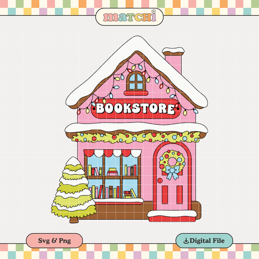 Christmas Bookstore | Bookish Xmas PNG & SVG
