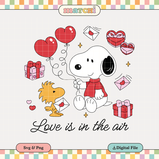 Love Is In The Air | Valentines Dog PNG & SVG