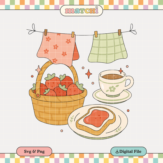 Strawberry Morning | Cottagecore PNG & SVG