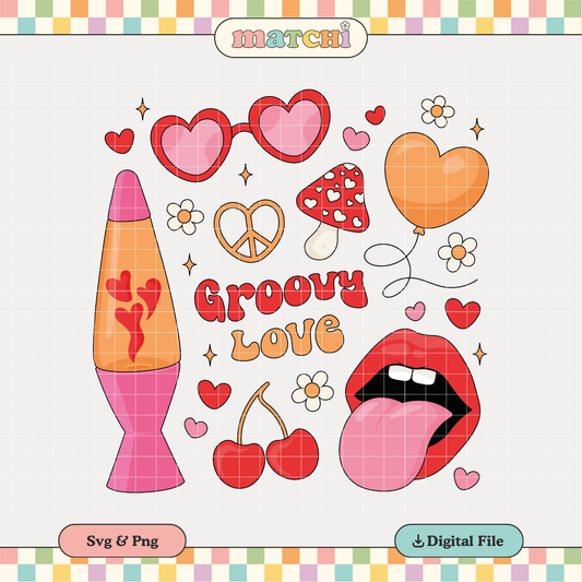 Groovy Love PNG SVG | Groovy Valentines Sublimation | Hippie Love Tshirt Design