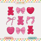 Love Gummies & Bows PNG SVG | Coquette Valentines Sublimation | Tshirt Design