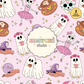 Espooky Ghosts Seamless Pattern, Halloween Repeat Pattern for Fabric Sublimation