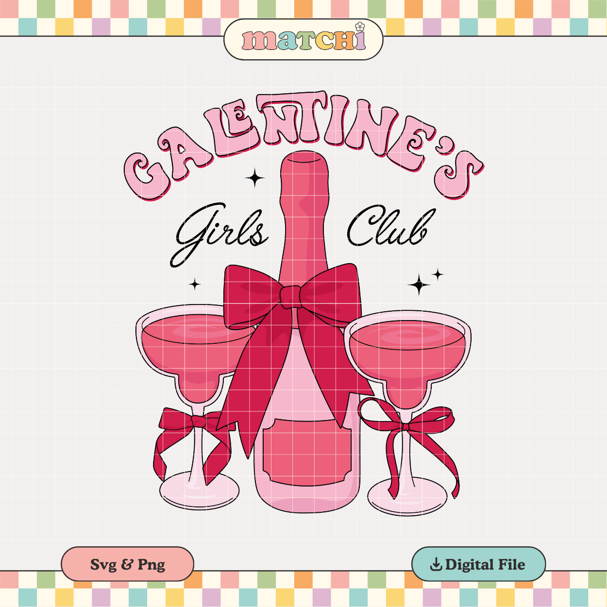 Galentine's Girls Club PNG SVG | Coquette Valentines Sublimation | Tshirt Design