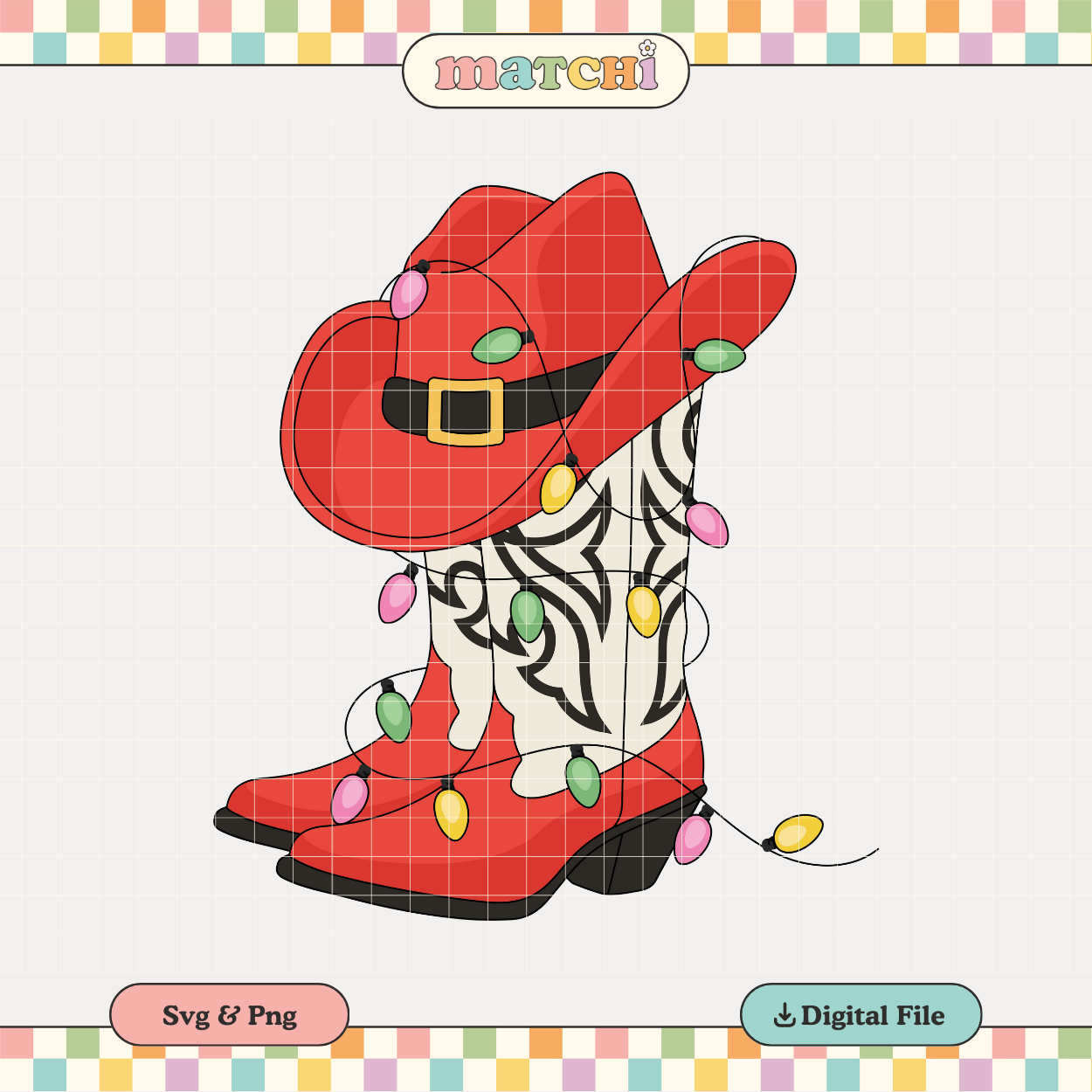 Christmas Cowboy Boots & Hat PNG SVG | Western Xmas Sublimation | Tshirt Design