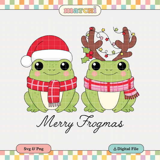 Merry Frogmas PNG SVG | Christmas Frogs Sublimation | Cute Xmas Tshirt Design