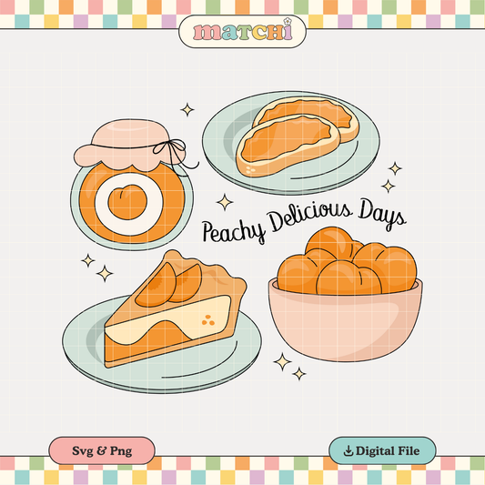 Peachy Delicious Days PNG SVG | Cottagecore Girl Sublimation | Peaches Tshirt Design