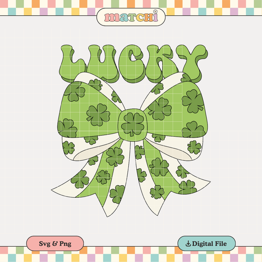 Lucky Shamrock Bow PNG SVG | St. Patricks Day Sublimation | Lucky Girl Tshirt Design