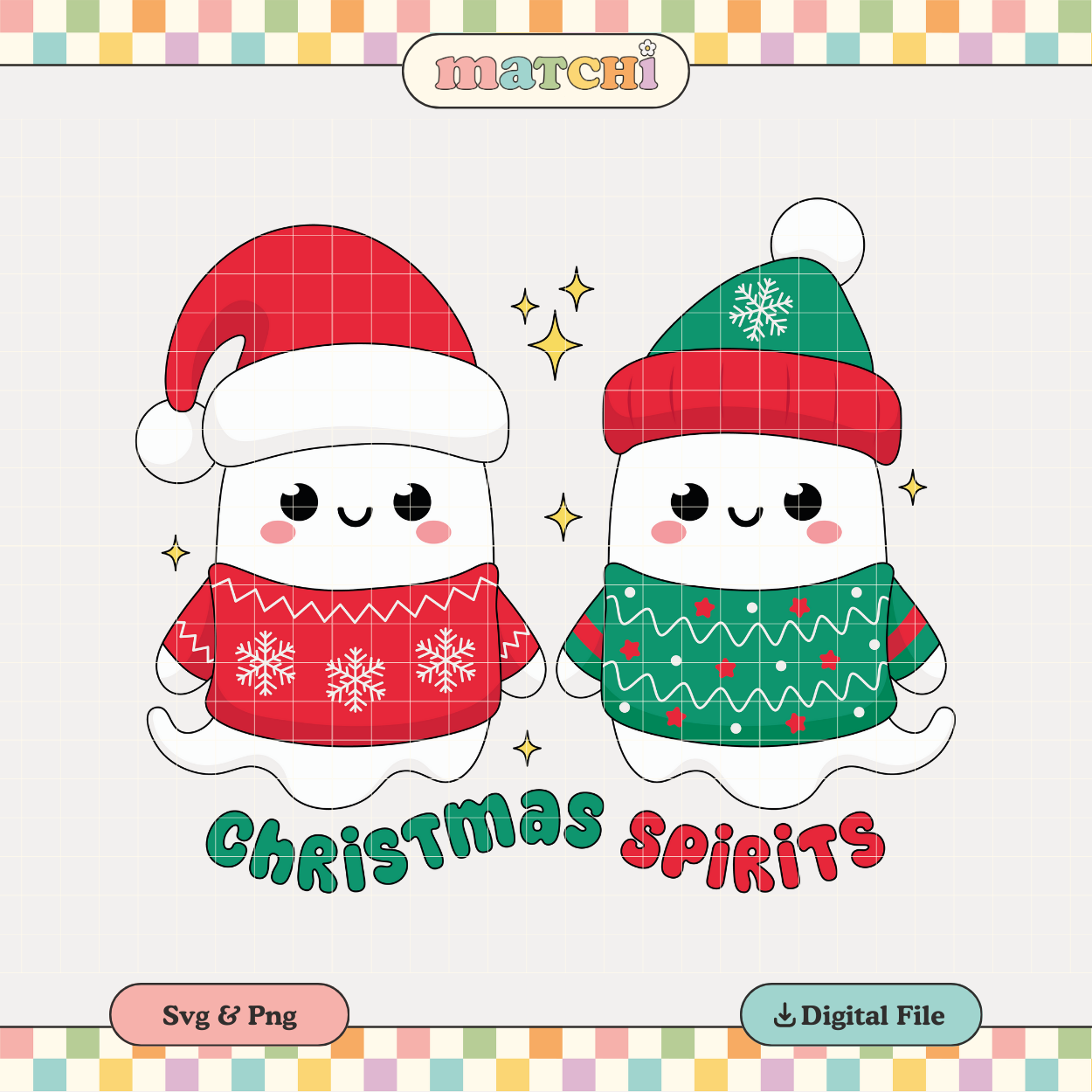 Christmas Spirits PNG SVG | Christmas Ghosts Sublimation | Cute Xmas Tshirt Design