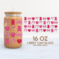 Love Gummies & Bows Cup Wrap | Coquette Valentines 16oz Libbey Can Glass PNG SVG