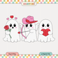 Valentines Howdy Ghosts PNG SVG | Howdy Valentines Sublimation | Tshirt Design