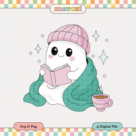 Bookish Ghost | Cozy Winter PNG & SVG