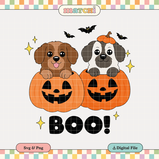Boo! Pumpkin Dogs | Spooky Pets PNG & SVG