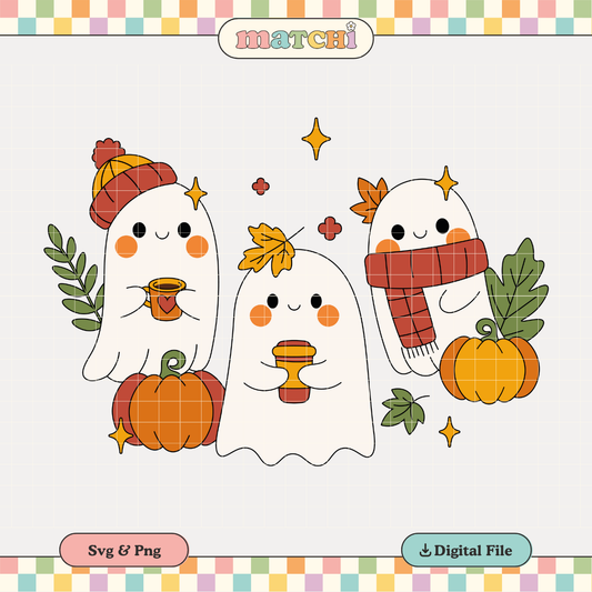 Fall Ghosts | Spooky Autumn PNG & SVG