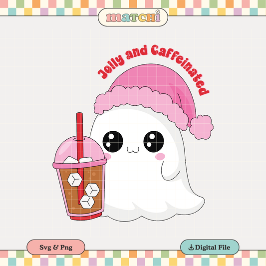 Jolly & Caffeinated | Girlie Christmas PNG & SVG
