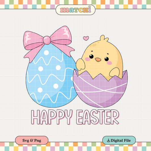 Happy Easter | Cute Baby Chick PNG & SVG