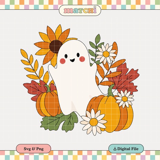 Cute Fall Ghost | Fall Autumn PNG & SVG