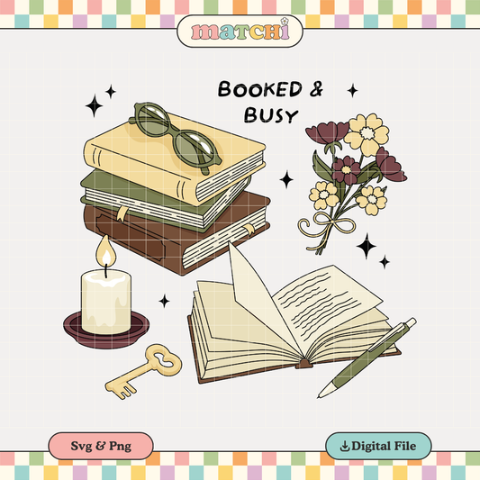 Booked & Busy | Dark Academia PNG & SVG