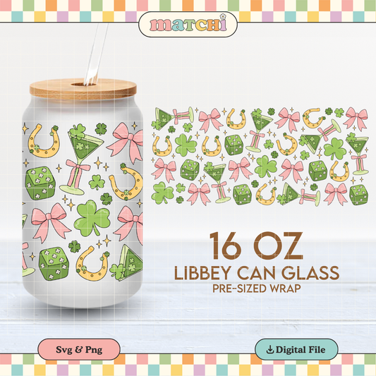 St. Patricks Things Cup Wrap | St. Patrick's Day 16oz Libbey | Lucky Girl PNG SVG