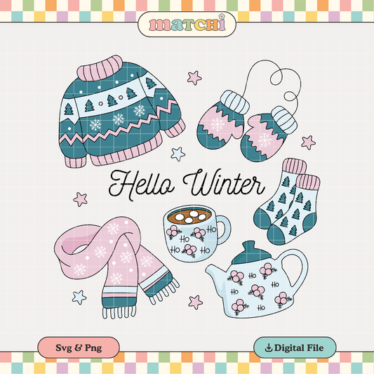 Hello Winter | Cozy Winter PNG & SVG
