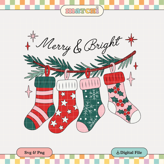 Merry & Bright | Cute Christmas PNG & SVG